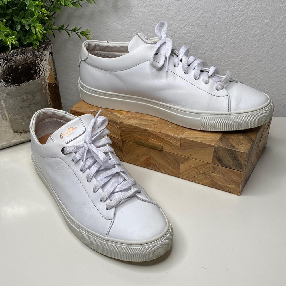 Good Man Brand Edge Lo-Top Sneaker Mono White Nappa Leather Size 10.5